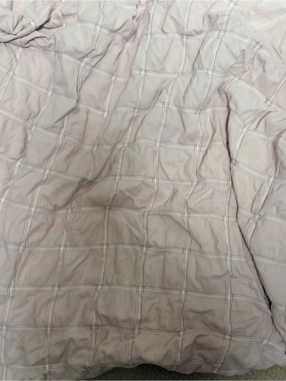 Pottery Barn Teen Pale Pink Windowpane Cotton Duvet